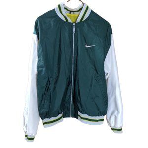 Retro Y2K Nike Varsity Style Reversible Windbreaker Green / Yellow - Large